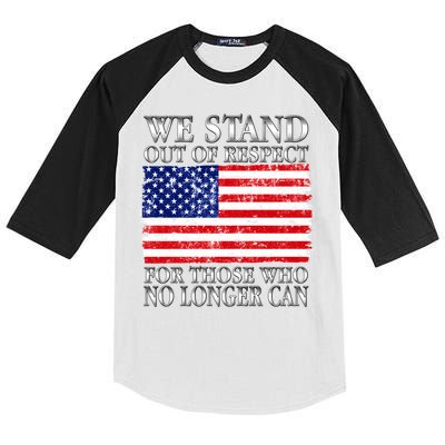 We Stand Out Of Respect Support Our Troops Kids Colorblock Raglan Jersey