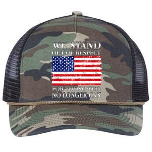 We Stand Out Of Respect Support Our Troops Retro Rope Trucker Hat Cap