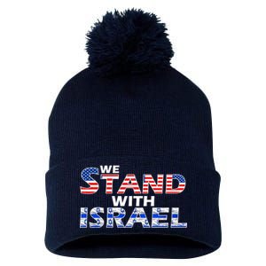 We Stand With Israel USA Pom Pom 12in Knit Beanie