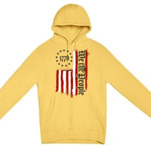 We The People 1776 Distressed USA American Flag Premium Pullover Hoodie