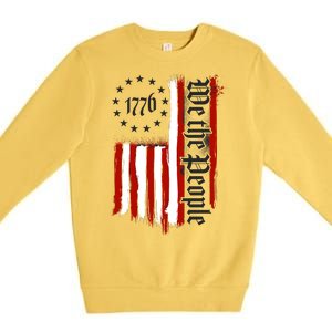 We The People 1776 Distressed USA American Flag Premium Crewneck Sweatshirt