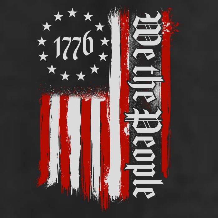 We The People 1776 Distressed USA American Flag 7 Panel Mesh Trucker Snapback Hat