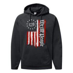 We The People 1776 Distressed USA American Flag Performance Fleece Hoodie