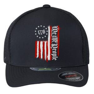 We The People 1776 Distressed USA American Flag Flexfit Unipanel Trucker Cap