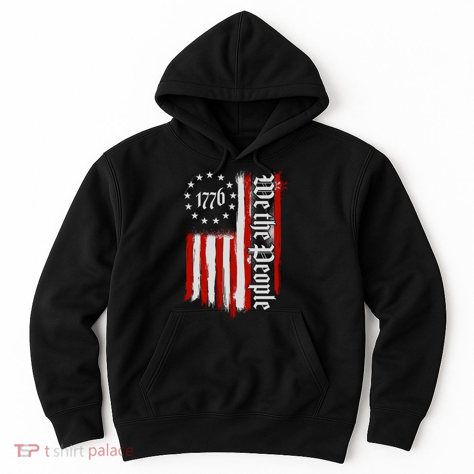 We The People 1776 Distressed USA American Flag Hoodie