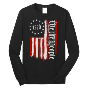 We The People 1776 Distressed USA American Flag Long Sleeve Shirt