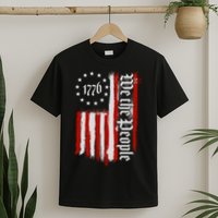 We The People 1776 Distressed USA American Flag T-Shirt