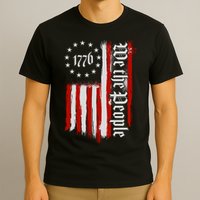 We The People 1776 Distressed USA American Flag T-Shirt