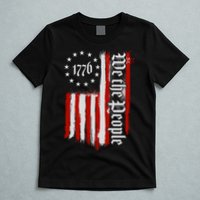 We The People 1776 Distressed USA American Flag T-Shirt