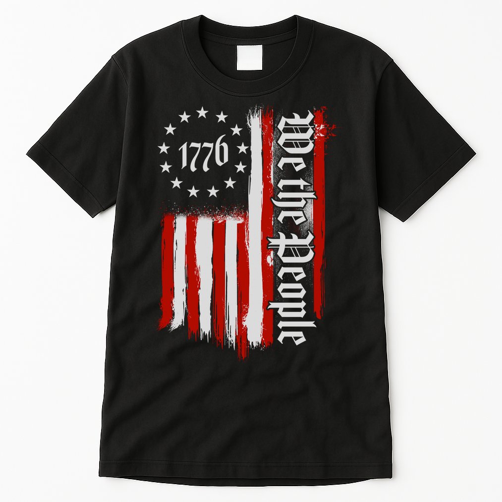 We The People 1776 Distressed USA American Flag Tall T-Shirt