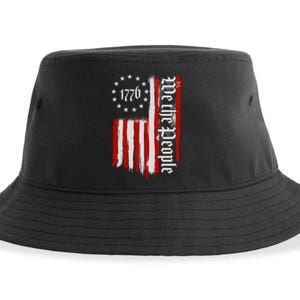 We The People 1776 Distressed USA American Flag Sustainable Bucket Hat