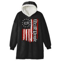 We The People 1776 Distressed USA American Flag Hooded Wearable Blanket