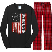 We The People 1776 Distressed USA American Flag Long Sleeve Pajama Set