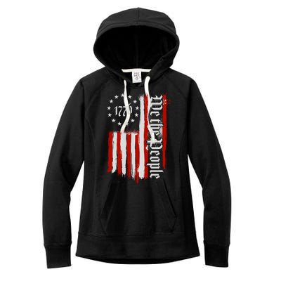 We The People 1776 Distressed USA American Flag Women's Fleece Hoodie