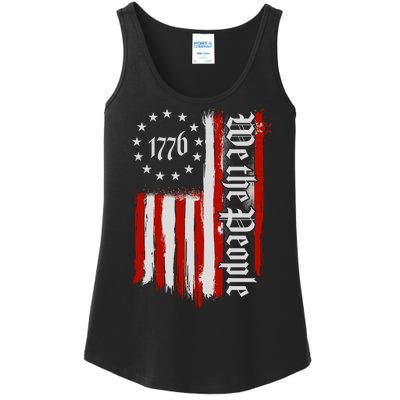 We The People 1776 Distressed USA American Flag Ladies Essential Tank