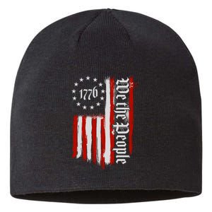 We The People 1776 Distressed USA American Flag Sustainable Beanie