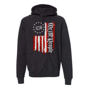 We The People 1776 Distressed USA American Flag Premium Hoodie