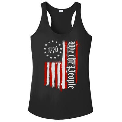 We The People 1776 Distressed USA American Flag Ladies PosiCharge Competitor Racerback Tank