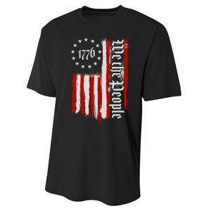 We The People 1776 Distressed USA American Flag Performance Sprint T-Shirt