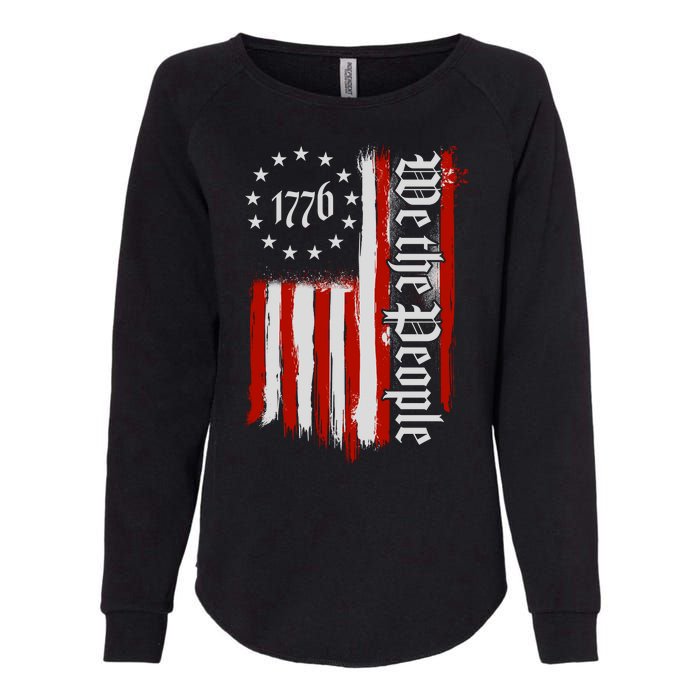 We The People 1776 Distressed USA American Flag Womens California Wash Sweatshirt