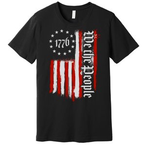 We The People 1776 Distressed USA American Flag Premium T-Shirt