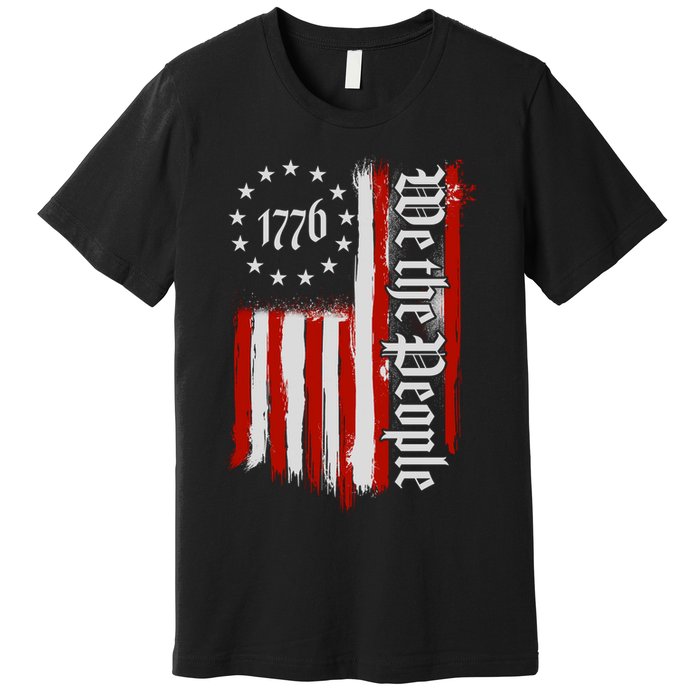 We The People 1776 Distressed USA American Flag Premium T-Shirt