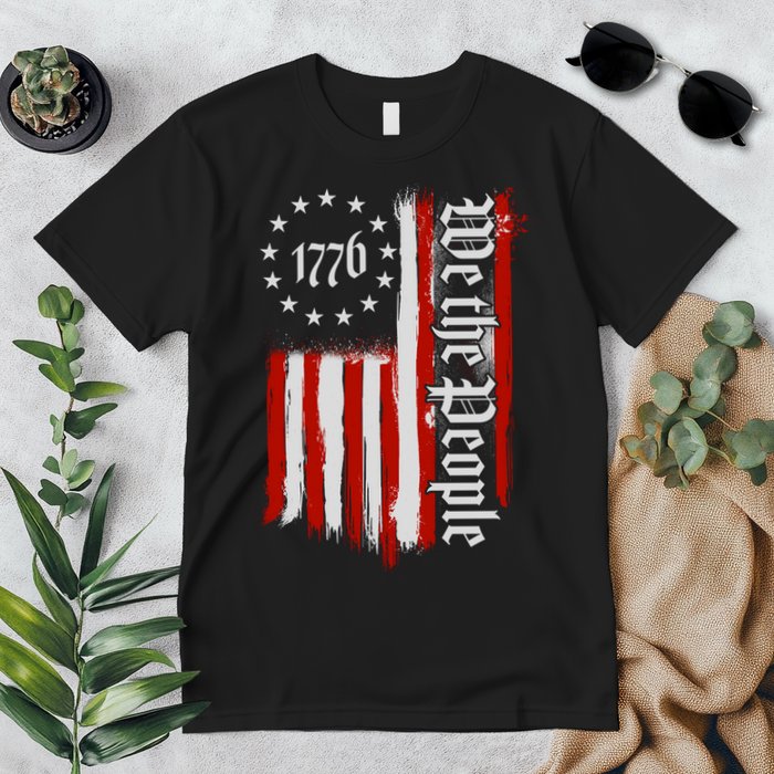 We The People 1776 Distressed USA American Flag Premium T-Shirt