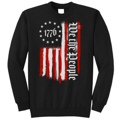 We The People 1776 Distressed USA American Flag Tall Sweatshirt