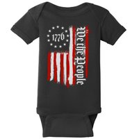 We The People 1776 Distressed USA American Flag Baby Bodysuit