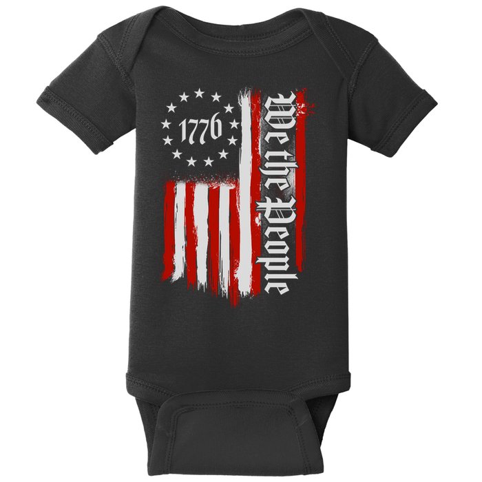 We The People 1776 Distressed USA American Flag Baby Bodysuit