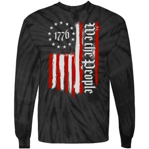 We The People 1776 Distressed USA American Flag Tie-Dye Long Sleeve Shirt