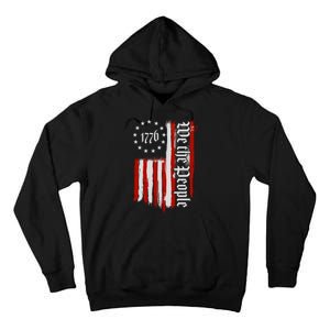 We The People 1776 Distressed USA American Flag Tall Hoodie