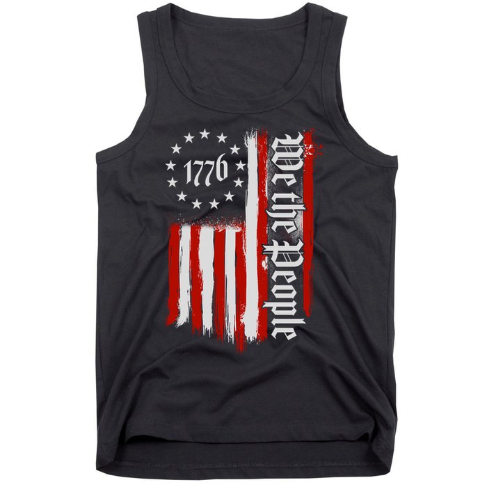 We The People 1776 Distressed USA American Flag Tank Top