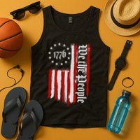 We The People 1776 Distressed USA American Flag Tank Top