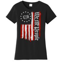 We The People 1776 Distressed USA American Flag Women's T-Shirt