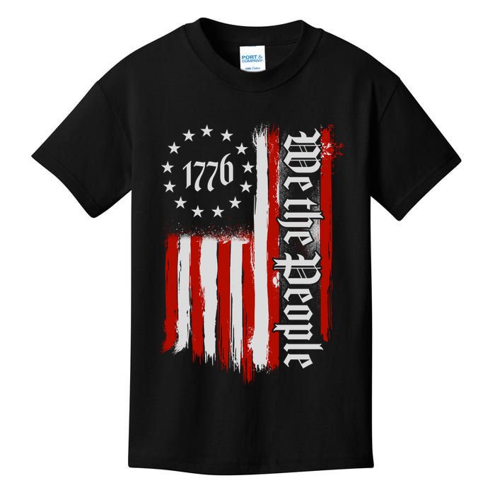 We The People 1776 Distressed USA American Flag Kids T-Shirt