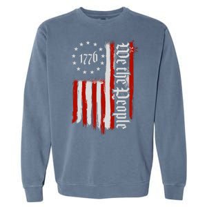 We The People 1776 Distressed USA American Flag Garment-Dyed Sweatshirt