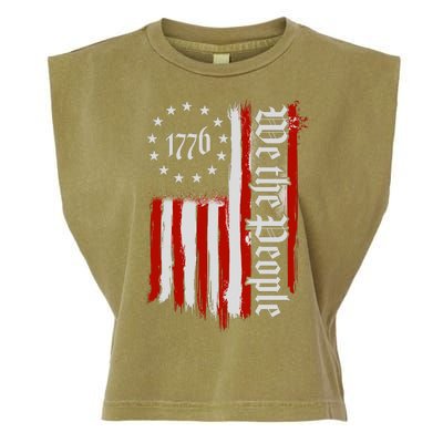 We The People 1776 Distressed USA American Flag Garment-Dyed Women's Muscle Tee