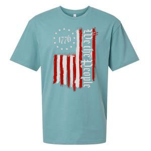 We The People 1776 Distressed USA American Flag Sueded Cloud Jersey T-Shirt