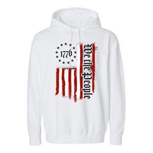 We The People 1776 Distressed USA American Flag Garment-Dyed Fleece Hoodie