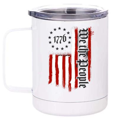 We The People 1776 Distressed USA American Flag 12 oz Stainless Steel Tumbler Cup