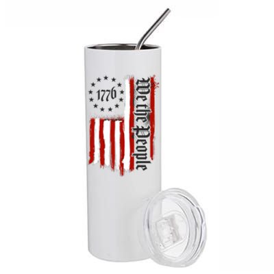 We The People 1776 Distressed USA American Flag Stainless Steel Tumbler