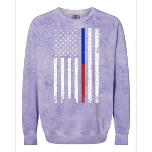 We The People Holsters  American Flag Thin Blue-Red Line Colorblast Crewneck Sweatshirt