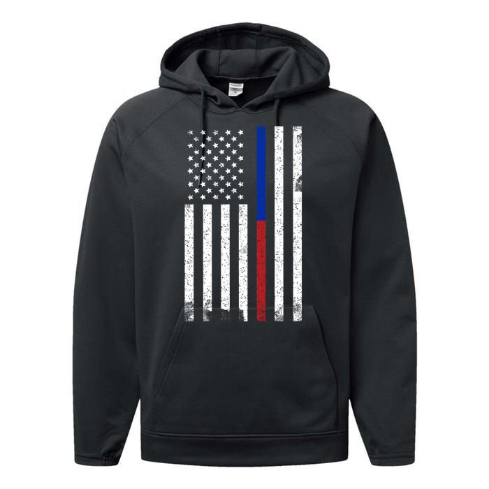 We The People Holsters  American Flag Thin Blue-Red Line Performance Fleece Hoodie