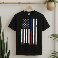 We The People Holsters  American Flag Thin Blue-Red Line T-Shirt