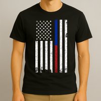 We The People Holsters  American Flag Thin Blue-Red Line T-Shirt
