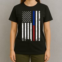 We The People Holsters  American Flag Thin Blue-Red Line T-Shirt