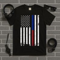 We The People Holsters  American Flag Thin Blue-Red Line T-Shirt