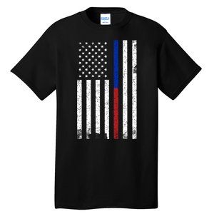 We The People Holsters  American Flag Thin Blue-Red Line Tall T-Shirt