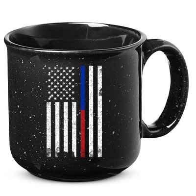We The People Holsters  American Flag Thin Blue-Red Line 15oz Campfire Ceramic Mug